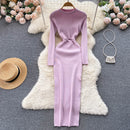 Vestido Manga Longa Maxi Tricô